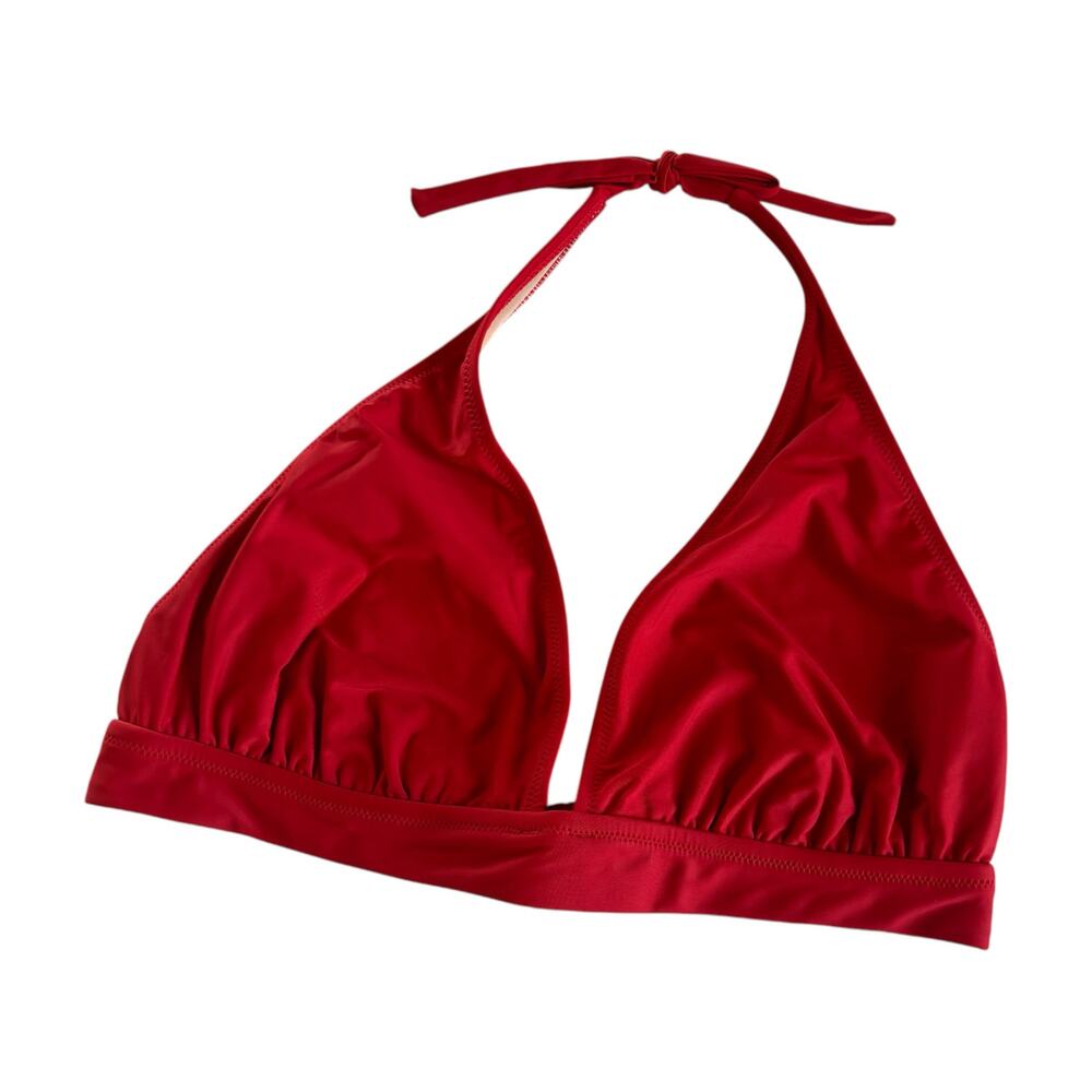 J.Crew Womens Red Y2K Halter Tie-Back Bikini Top Swimwear Size Large